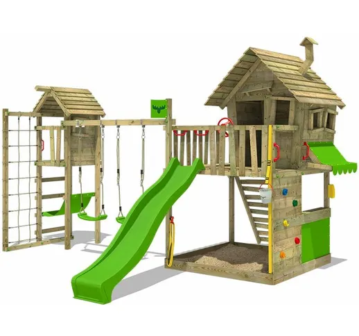 FATMOOSE Parco giochi in legno GroovyGarden Giochi da giardino con altalena TowerSwing e s...