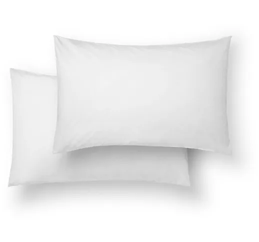 Federa cuscino liscio bianco o unico letto 150 cm (50 x 75) pack 2 - Unico
