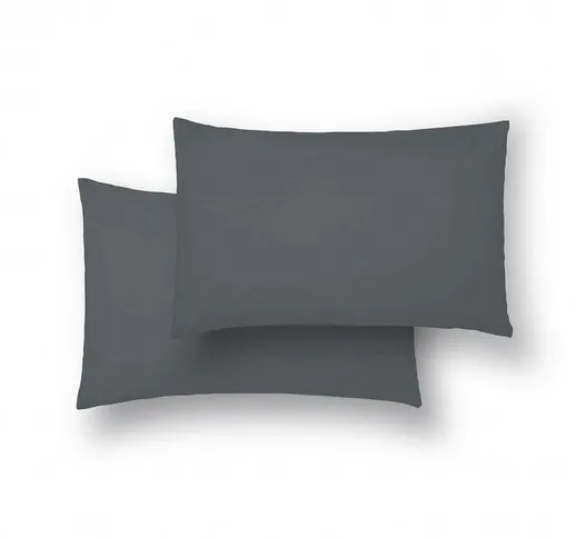 Vmo Home - federa cuscino liscio grigio unico letto 180 cm (50 x 95) pack 2 - Unico