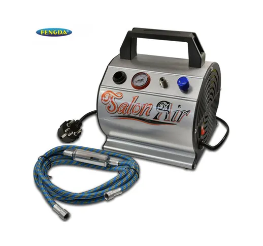 Fengda Compressore Aerografia As-176 Fengda Da Tavolo Silenzioso 23 Lt/Min Manometro + Tub...