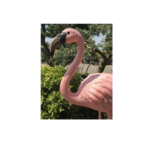 Fenicottero flamingo rosa con base h. 90 cm decorazione da giardino in plastica