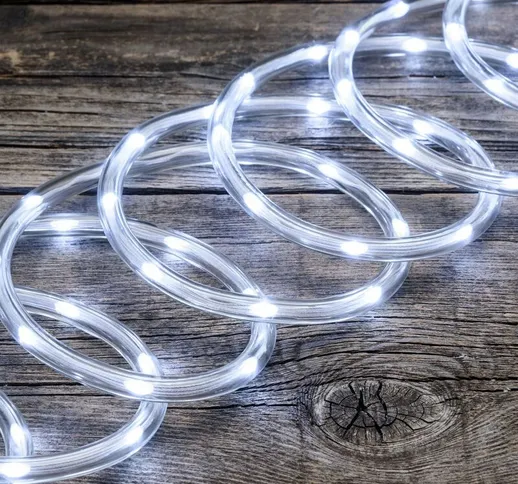Tubo luminoso gocce led Ø10 mm per addobbi e decorazioni natalizie -10 m / Bianco freddo