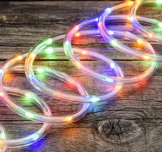 Tubo luminoso gocce led Ø10 mm per addobbi e decorazioni natalizie -10 m / Multicolor