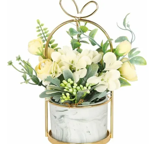 Fiori artificiali con vaso - Bouquet floreale di ortensie e crisantemo Centrotavola per ma...