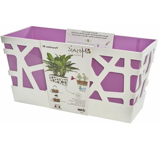 Fioriera Rettangolare Mosaic Flowerbox 40 Idel Vaso Interno Esterno Moderno - Colore: Bian...