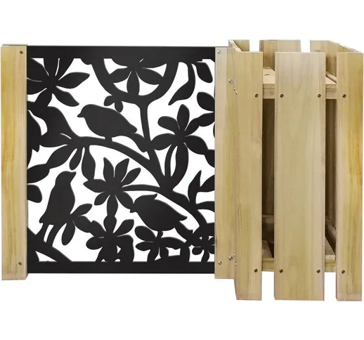 Fioriera-wood composizione - Porta vasi con divisorio staccionata modulabile - 150x100cm -...
