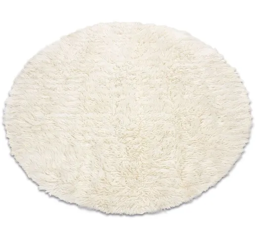 Flokati di lana cerchio white rotondo 180 cm