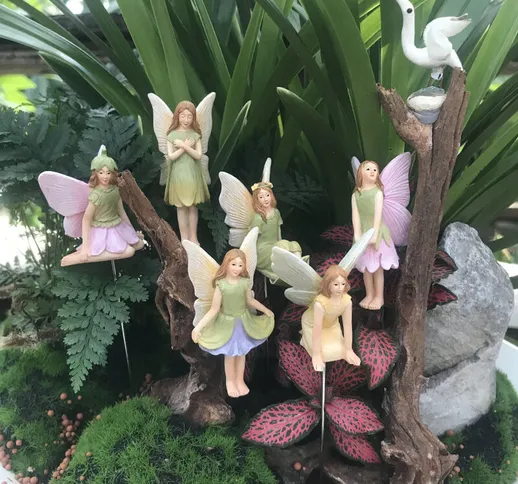 Flower Fairy Resin Craft Plug-in Set Giardino in vaso Micro decorazioni paesaggistiche