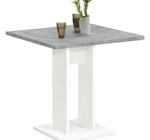  Tavolo da Pranzo 70 cm Grigio Cemento e Bianco - Marrone