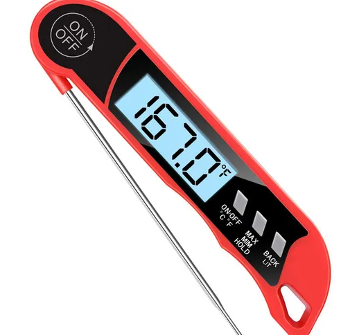 Barbecue termometro elettronico con la linea della sonda, rosso