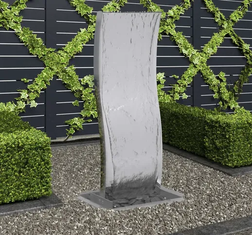 Fontana da Giardino con Pompa in Acciaio Inox 90 cm Curvo