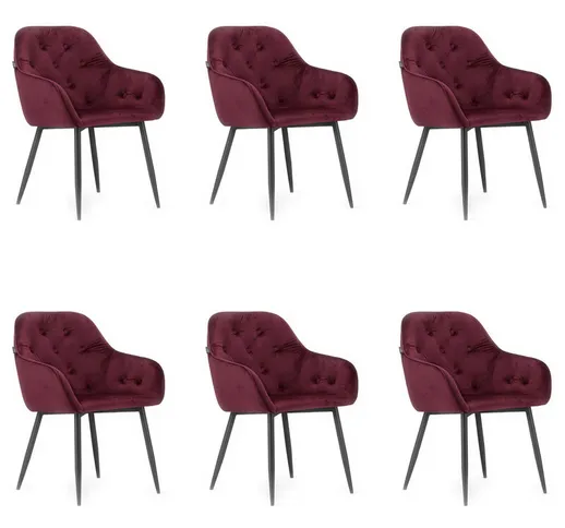 Forto - Set di 6 sedie glamour per soggiorno/sala da pranzo - 81x55,5x61 cm - Poltrona da...