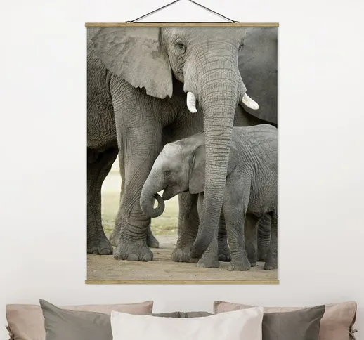 Foto su tessuto da parete con bastone - Amore dell'elefante - Verticale 4:3 Dimensione H×L...