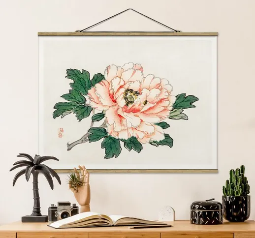 Foto su tessuto da parete con bastone - Asian Vintage Disegno rosa crisantemo - Orizzontal...