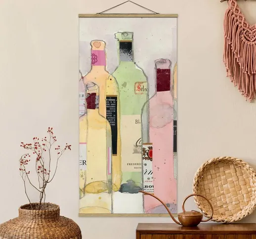 Foto su tessuto da parete con bastone - Bottiglie di vino in acquerello I - Verticale 2:1...