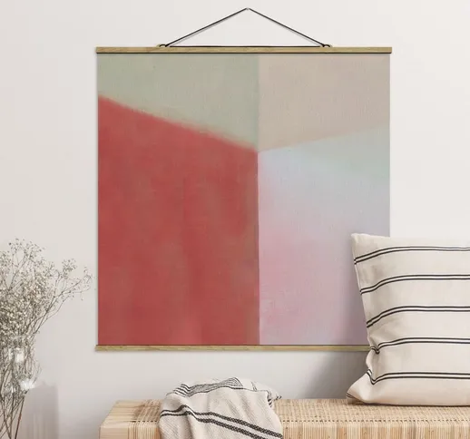 Foto su tessuto da parete con bastone - Campi dai colori caldi - Quadrato 1:1 Dimensione H...