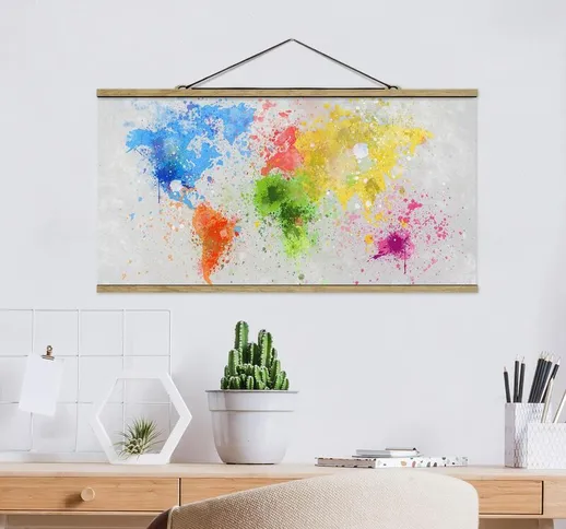Foto su tessuto da parete con bastone - Colorful schizzi Mappa del mondo - Orizzontale 1:2...