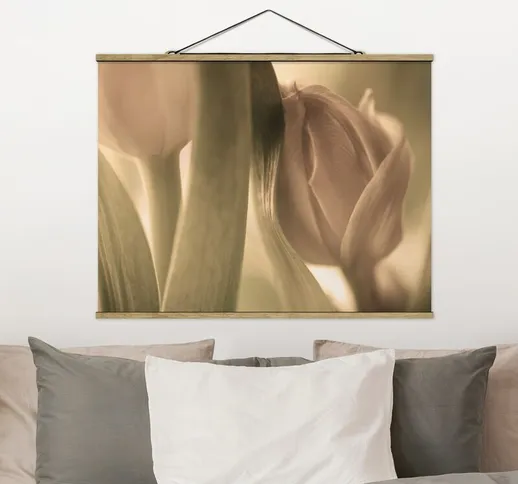 Foto su tessuto da parete con bastone - delicato tulipani - Orizzontale 3:4 Dimensione H×L...