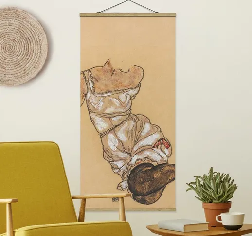 Foto su tessuto da parete con bastone - Egon Schiele - Torso femminile in biancheria intim...