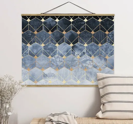 Foto su tessuto da parete con bastone - Elisabeth Fredriksson - Blu Geometria Golden Art D...