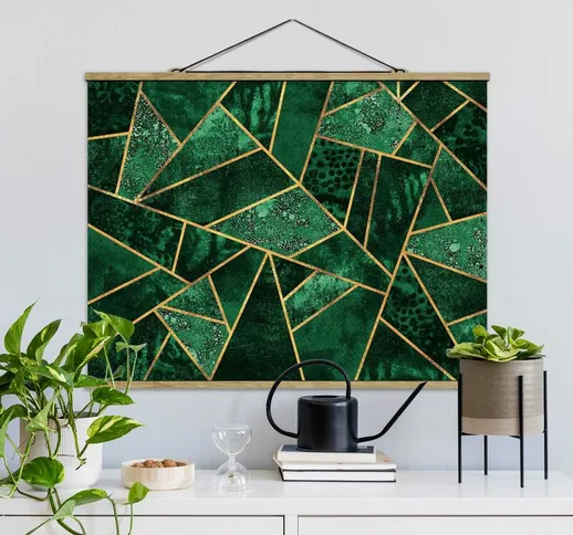 Foto su tessuto da parete con bastone - Elisabeth Fredriksson - Dark Emerald con oro - Ori...