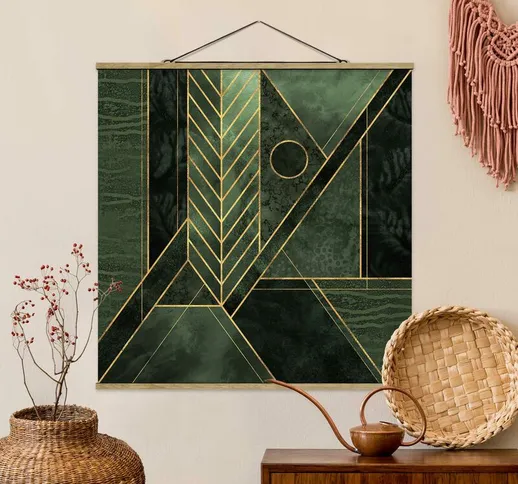 Foto su tessuto da parete con bastone - Elisabeth Fredriksson - Forme geometriche oro verd...