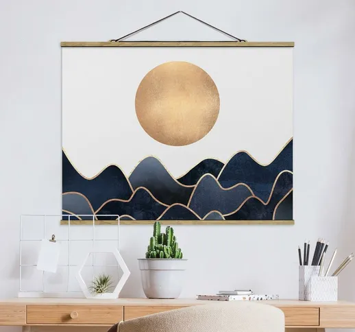 Foto su tessuto da parete con bastone - Elisabeth Fredriksson - Golden Sun Blue Waves - Or...