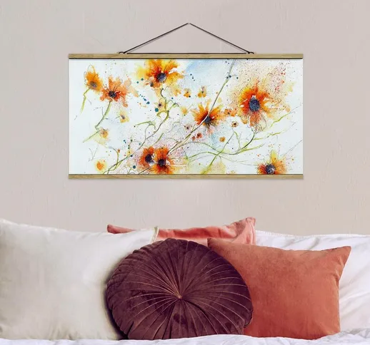 Foto su tessuto da parete con bastone - fiori dipinti - Orizzontale 1:2 Dimensione H×L: 40...