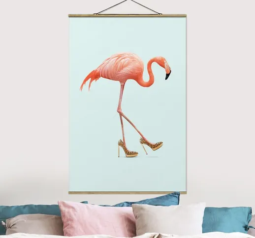 Foto su tessuto da parete con bastone - Flamingo con tacchi alti - Verticale 3:2 Dimension...