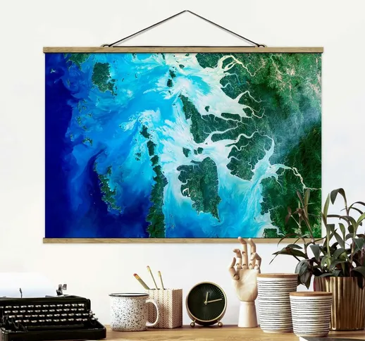 Foto su tessuto da parete con bastone - Foto NASA arcipelago nel Sud-est asiatico - Orizzo...