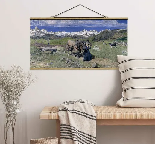 Foto su tessuto da parete con bastone - Giovanni Segantini - Primavera nelle Alpi - Orizzo...