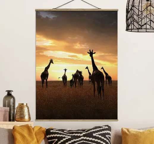 Foto su tessuto da parete con bastone - Giraffe famiglia - Verticale 4:3 Dimensione H×L: 1...