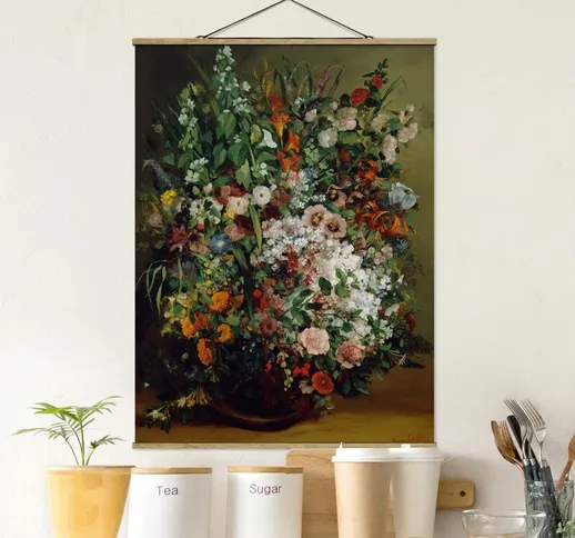 Foto su tessuto da parete con bastone - Gustave Courbet - il mazzo in vaso - Verticale 4:3...