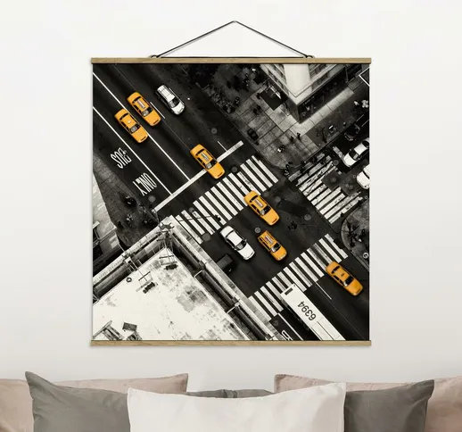 Foto su tessuto da parete con bastone - I taxi di New York - Quadrato 1:1 Dimensione H×L:...