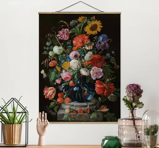 Foto su tessuto da parete con bastone - Jan Davidsz De Heem - Vaso di vetro con i fiori -...