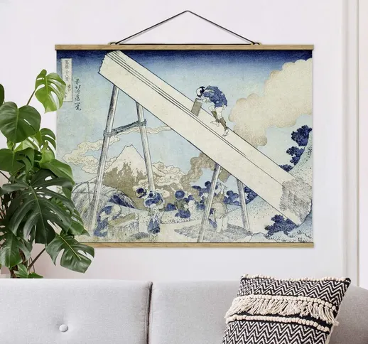 Foto su tessuto da parete con bastone - Katsushika Hokusai - Nelle Montagne Totomi - Orizz...