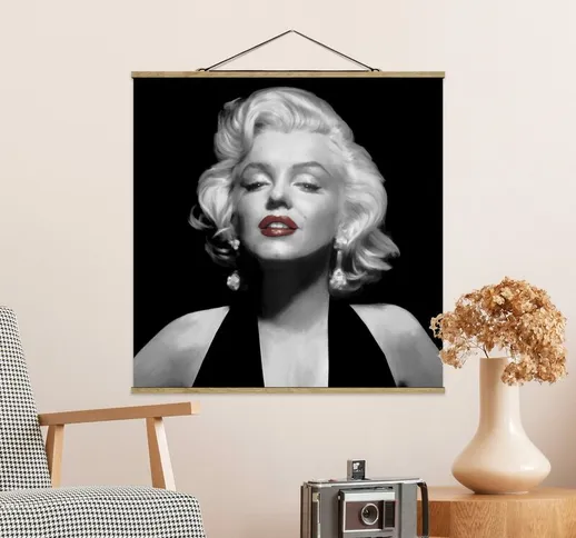 Foto su tessuto da parete con bastone - Labbra Marilyn Con Red - Quadrato 1:1 Dimensione H...