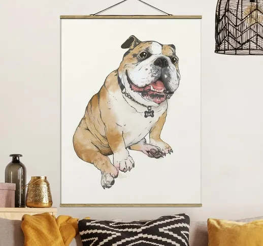 Foto su tessuto da parete con bastone - Laura Graves - Illustrazione Cane Bulldog Pittura...