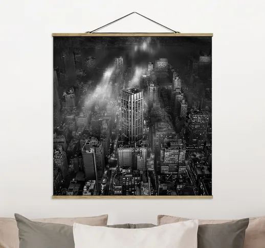 Foto su tessuto da parete con bastone - Luce del sole su New York - Quadrato 1:1 Dimension...