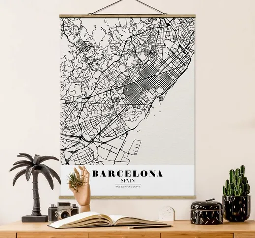 Foto su tessuto da parete con bastone - Mappa Barcelona - Classic - Verticale 4:3 Dimensio...