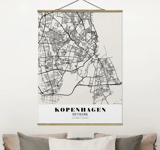 Foto su tessuto da parete con bastone - Mappa Copenhagen - Classic - Verticale 4:3 Dimensi...
