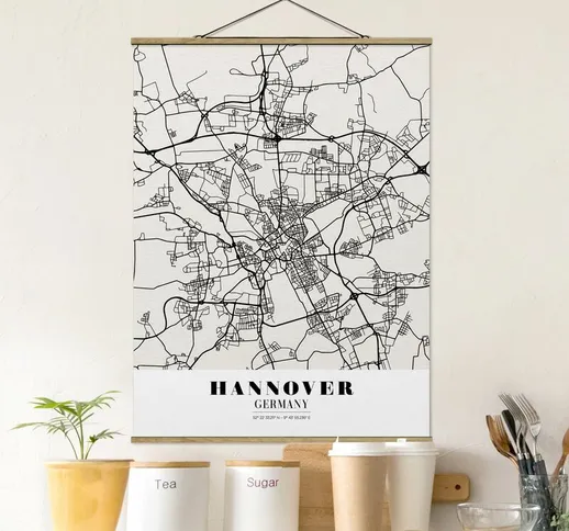 Foto su tessuto da parete con bastone - Mappa Hannover - Classic - Verticale 4:3 Dimension...