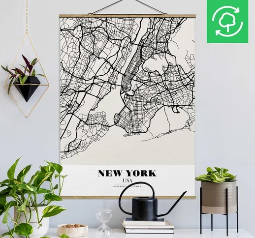 Foto su tessuto da parete con bastone - Mappa New York - Classic - Verticale 4:3 Dimension...