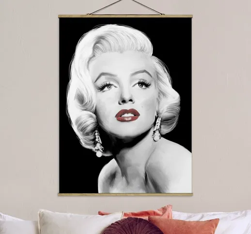 Foto su tessuto da parete con bastone - Marilyn con gli orecchini - Verticale 4:3 Dimensio...