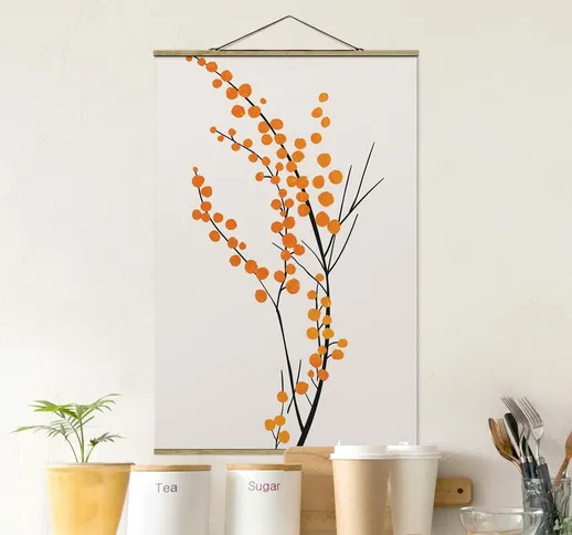 Foto su tessuto da parete con bastone - Mondo vegetale grafico - Bacche in arancione - Ver...