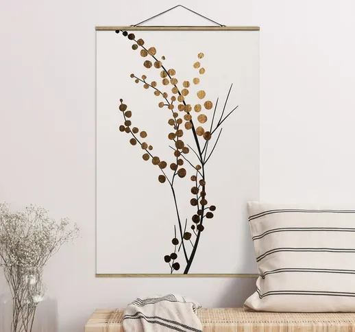 Foto su tessuto da parete con bastone - Mondo vegetale grafico - Bacche in oro - Verticale...