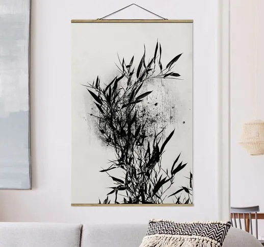 Foto su tessuto da parete con bastone - Mondo vegetale grafico - Bambú nero - Verticale 3:...