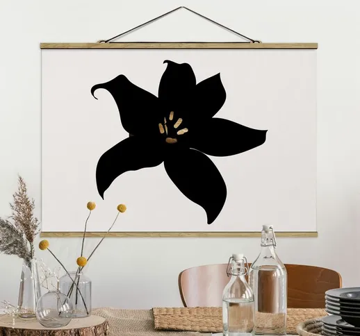 Foto su tessuto da parete con bastone - Mondo vegetale grafico - Orchidea in nero e oro -...
