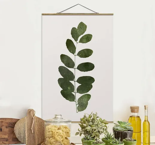 Foto su tessuto da parete con bastone - Mondo vegetale grafico - Verde scuro - Verticale 3...