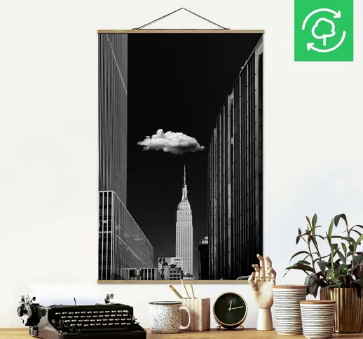 Foto su tessuto da parete con bastone - New York Con nuvola - Verticale 3:2 Dimensione H×L...